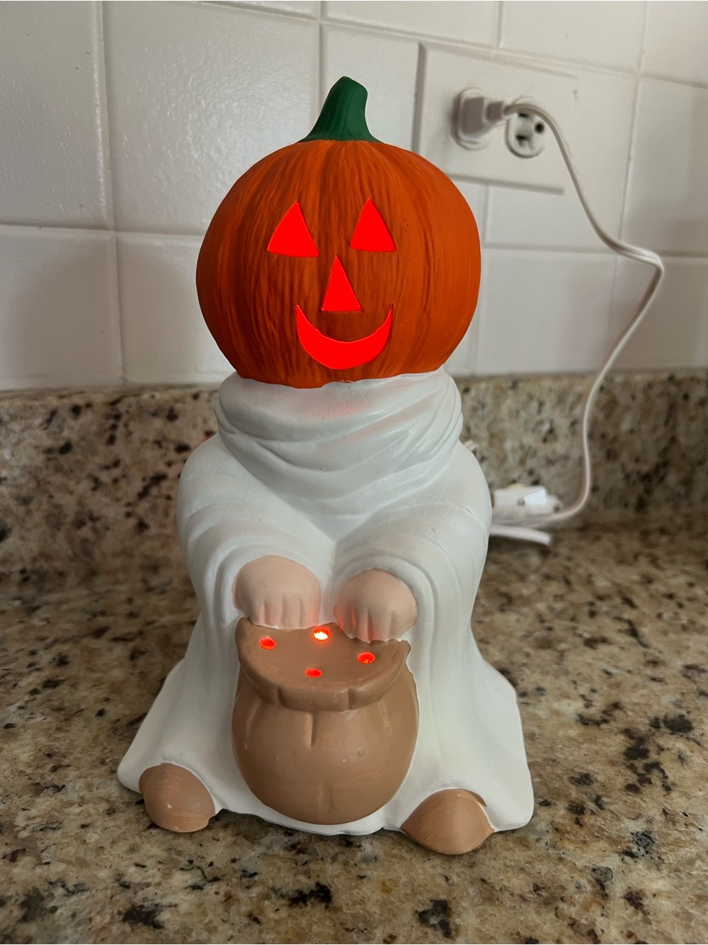 Vintage Halloween Ghost Lamp With Pumpkin Head - Picture 14 of 15